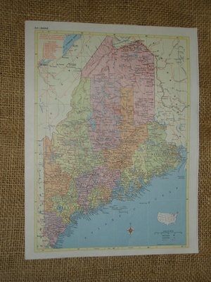 Vintage Railroad Map, Louisiana and Maine Rail Lines, 1950's